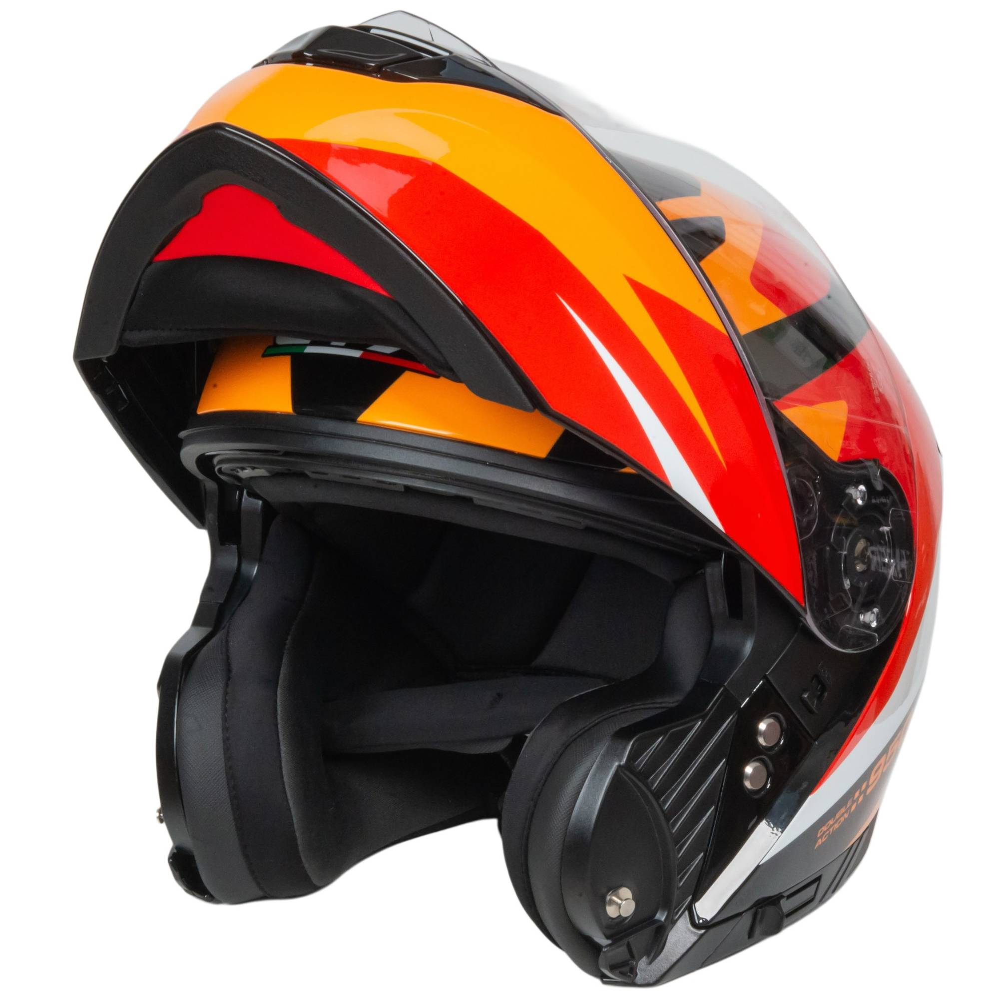 Шлем мото модуляр GTX 550 №2 (XL) BLACK/WHITE ORANGE RED (2 визора)